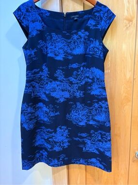 Ann Taylor 8P Black & Blue Oriental Printed Mini Dress